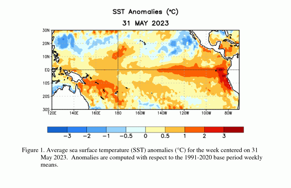 Map graphic of El Nino SST Anomalies