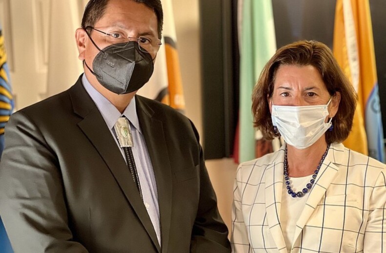 Former Navajo Nation President Jonathan Nez with U.S. Secretary of Commerce Gina Raimondo. (Photo/OPVP)
