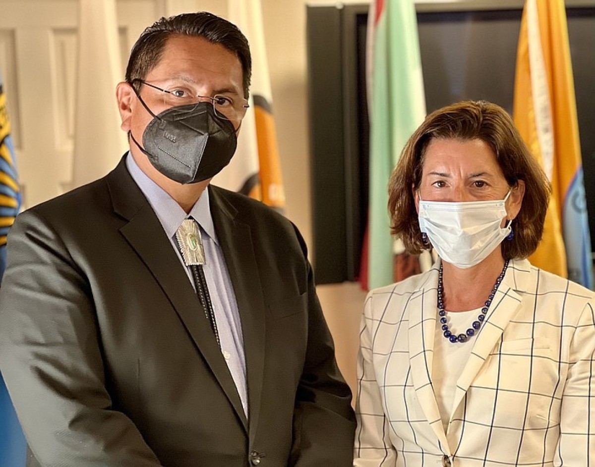 Former Navajo Nation President Jonathan Nez with U.S. Secretary of Commerce Gina Raimondo. (Photo/OPVP)